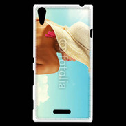 Coque Sony Xperia T3 Femme à chapeau de plage