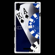 Coque Sony Xperia T3 Poker bleu et noir 2
