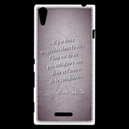 Coque Sony Xperia T3 Tragédie Violet Citation Oscar Wilde