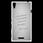 Coque Sony Xperia T3 Vrai vie Gris Citation Oscar Wilde
