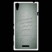Coque Sony Xperia T3 Vrai vie Vert Citation Oscar Wilde