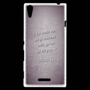 Coque Sony Xperia T3 Vrai vie Violet Citation Oscar Wilde