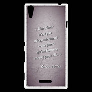 Coque Sony Xperia T3 Chose vraie Violet Citation Oscar Wilde