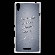 Coque Sony Xperia T3 Ami poignardée Bleu Citation Oscar Wilde