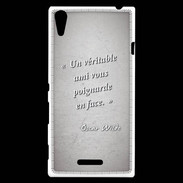 Coque Sony Xperia T3 Ami poignardée Gris Citation Oscar Wilde