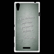 Coque Sony Xperia T3 Ami poignardée Vert Citation Oscar Wilde