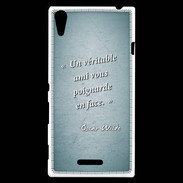 Coque Sony Xperia T3 Ami poignardée Turquoise Citation Oscar Wilde