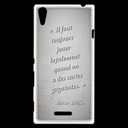 Coque Sony Xperia T3 Cartes gagnantes Gris Citation Oscar Wilde