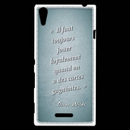 Coque Sony Xperia T3 Cartes gagnantes Turquoise Citation Oscar Wilde