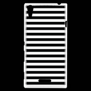 Coque Sony Xperia T3 rayures noires et blanches