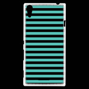 Coque Sony Xperia T3 rayures noires et bleues