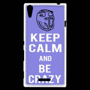 Coque Sony Xperia T3 Keep calm Be Crazy Bleu