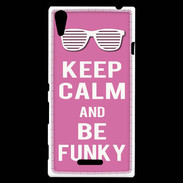 Coque Sony Xperia T3 Keep Calm Funky Rose