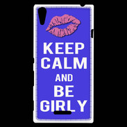 Coque Sony Xperia T3 Keep Calm Girly Bleu
