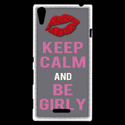 Coque Sony Xperia T3 Keep Calm Girl Gris