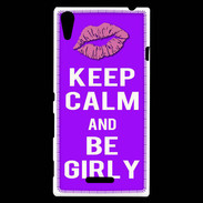 Coque Sony Xperia T3 Keep Calm Girly Violet
