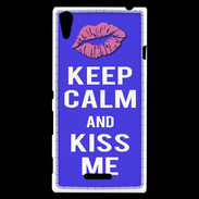 Coque Sony Xperia T3 Keep Calm Kiss me Bleu