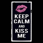 Coque Sony Xperia T3 Keep Calm Kiss me Noir