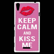 Coque Sony Xperia T3 Keep Calm Kiss me Rose