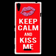 Coque Sony Xperia T3 Keep Calm Kiss me Rouge