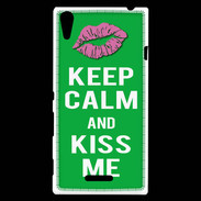 Coque Sony Xperia T3 Keep Calm Kiss me Vert