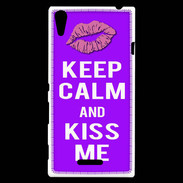 Coque Sony Xperia T3 Keep Calm Kiss me Violet