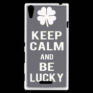 Coque Sony Xperia T3 Keep Calm Be lucky Gris