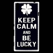 Coque Sony Xperia T3 Keep Calm Be lucky Noir