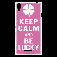 Coque Sony Xperia T3 Keep Calm Be Lucky Rose