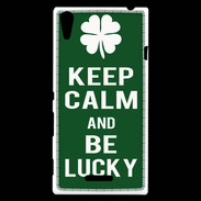 Coque Sony Xperia T3 Keep Calm Be lucky Vert
