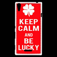 Coque Sony Xperia T3 Keep Calm Be Lucky Rouge