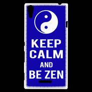 Coque Sony Xperia T3 Keep Calm Be Zen Bleu