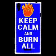 Coque Sony Xperia T3 Keep Calm Burn Bleu