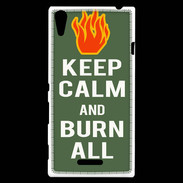 Coque Sony Xperia T3 Keep Calm Burn Kaki