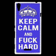 Coque Sony Xperia T3 Keep Calm Fuck hard bleu