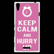 Coque Sony Xperia T3 Keep Calm Hurry up Rose