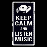 Coque Sony Xperia T3 Keep Calm Listen music Noir