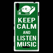 Coque Sony Xperia T3 Keep Calm Listen music Vert