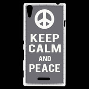 Coque Sony Xperia T3 Keep Calm Peace Gris