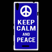 Coque Sony Xperia T3 Keep Calm Peace Bleu