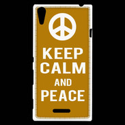 Coque Sony Xperia T3 Keep Calm Peace Orange
