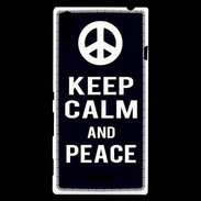 Coque Sony Xperia T3 Keep Calm Peace Noir