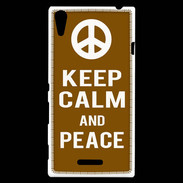 Coque Sony Xperia T3 Keep Calm Peace Marron