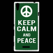 Coque Sony Xperia T3 Keep Calm Peace Vert