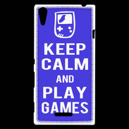 Coque Sony Xperia T3 Keep Calm Play games Bleu