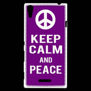 Coque Sony Xperia T3 Keep Calm Peace Violet