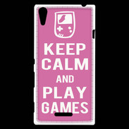 Coque Sony Xperia T3 Keep Calm Play games Rose