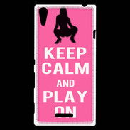 Coque Sony Xperia T3 Keep Calm Play on Rose