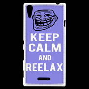 Coque Sony Xperia T3 Keep Calm Reelax Bleu