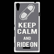 Coque Sony Xperia T3 Keep Calm Ride on Gris